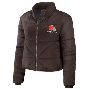 Cleveland Browns Puffer Jacket WEAR by Erin Andrews Brown, Waist Length, M
